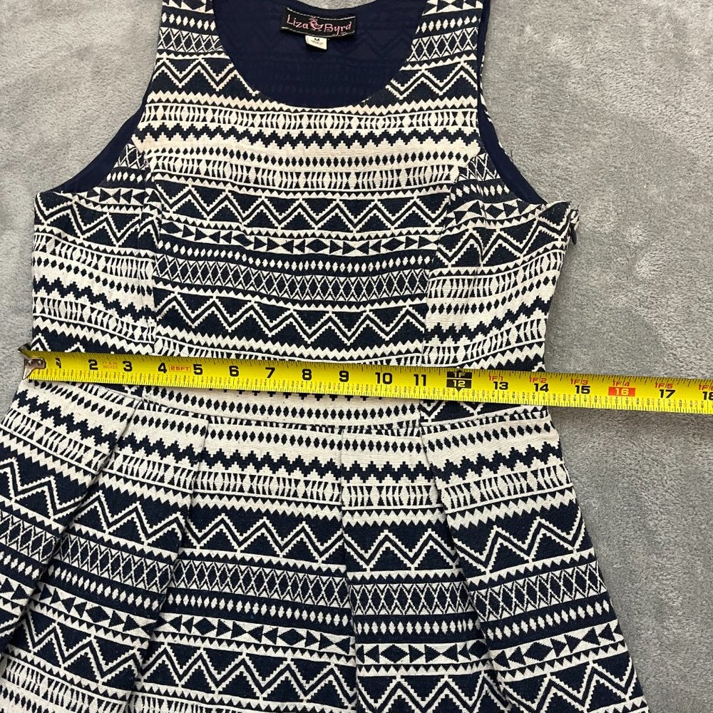 Liza Byrd Women's Cotton Abstract Print Tank Top Dress Navy Blue White Size M - Picture 5 of 10